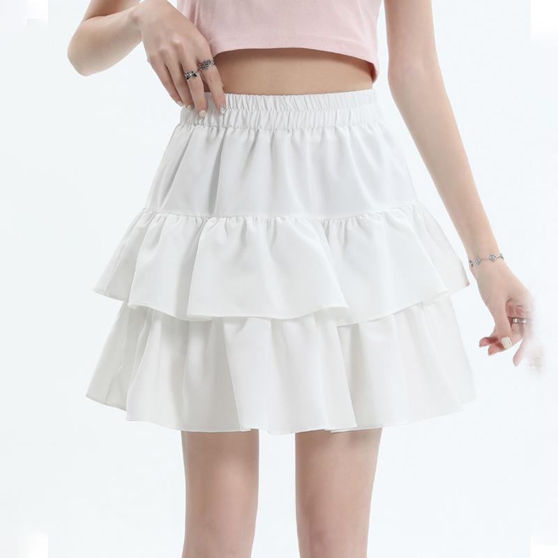 Black High Waist A-line Puffy Skirt for Women, Summer 2026 Trendy Short Umbrella Cake Skirt