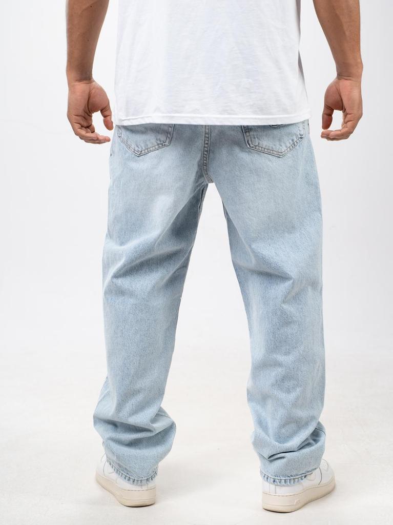 Dés Chanceux Petits Dés Jeans Amples Homme Bleu Clair Lavé