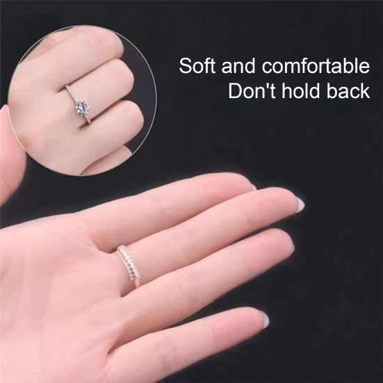 5Pcs/Set Ring Size Adjuster Invisible Soft Texture Comfortable Wearing Jewelry Guard Spiral Silicone Tightener for Loose Rings