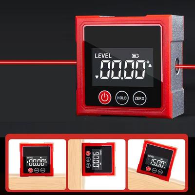 360° Magnetic Digital Angle Finder Electronic Protractor with Laser Gauge Ruler Type-C Charging LCD Screen for Measuring Tool
