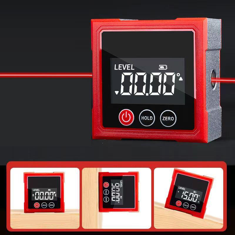 360° Magnetyczny Cyfrowy Miernik Kąta Z Elektronicznym Laserowym Miernikiem Poziomu Liniał Ładowanie Type-C LCD Elektroniczny Kątomierz Narzędzie Pomiarowe
