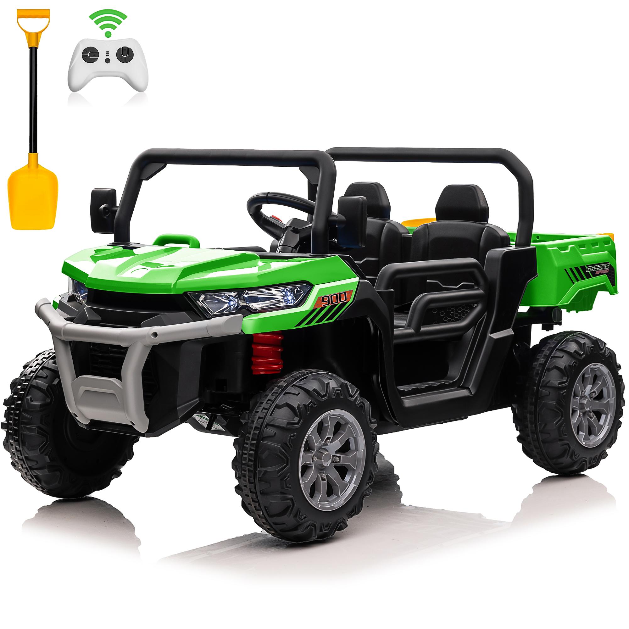 

24V Ride on Dump Truck, 2 Seater Kids UTV Electric Car w/2.4G Remote Control, 4 Wheeler, Bluetooth Music, LED Lights, 24 Volt Ba зелений