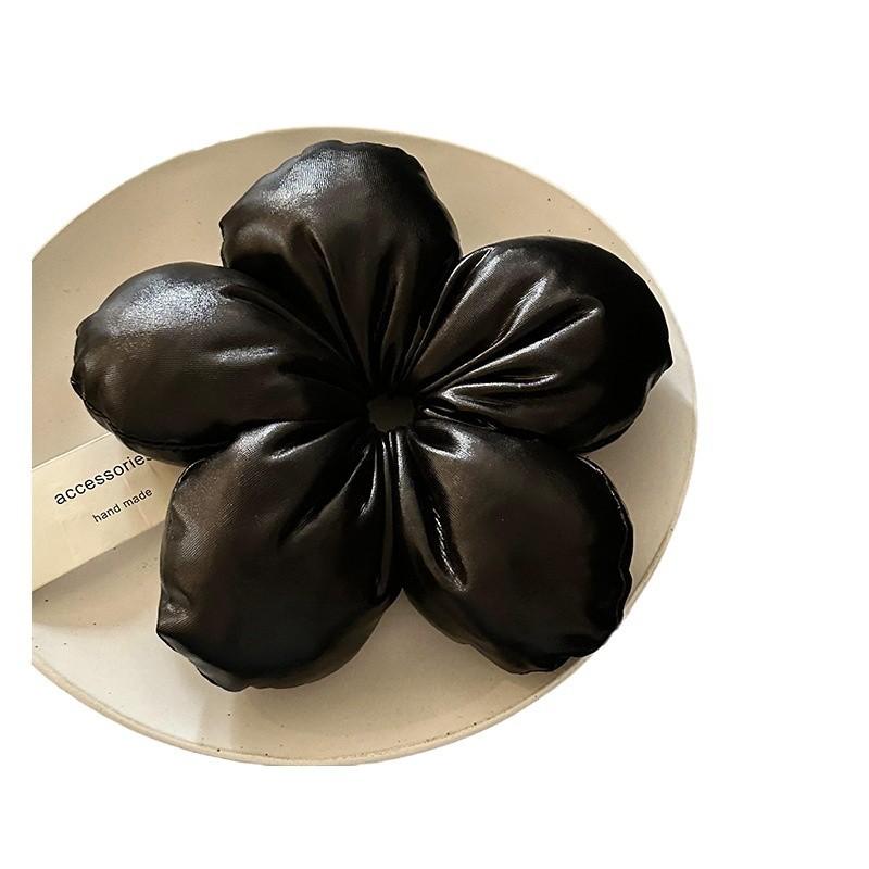 Cotton Filled Large Silver Flower Large Intestine Ring Personalized Fashion Versatile Hair Ring High End Hair Accessories