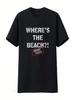 Wounisex Jersey Shore Where S The Beach Round Neck T Shirt Black Large Vintage Washed Graphic Stretched Soft Versatile