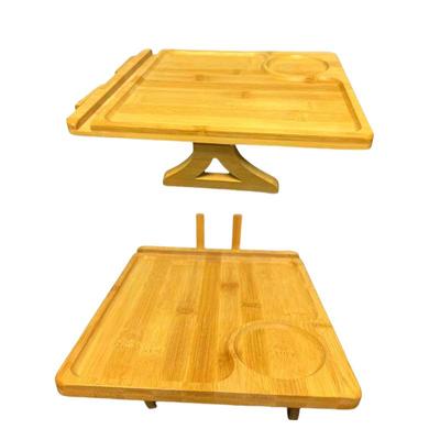 Bamboo Sofa Armrest Tray with Phone & Cup Holder - Portable & Foldable