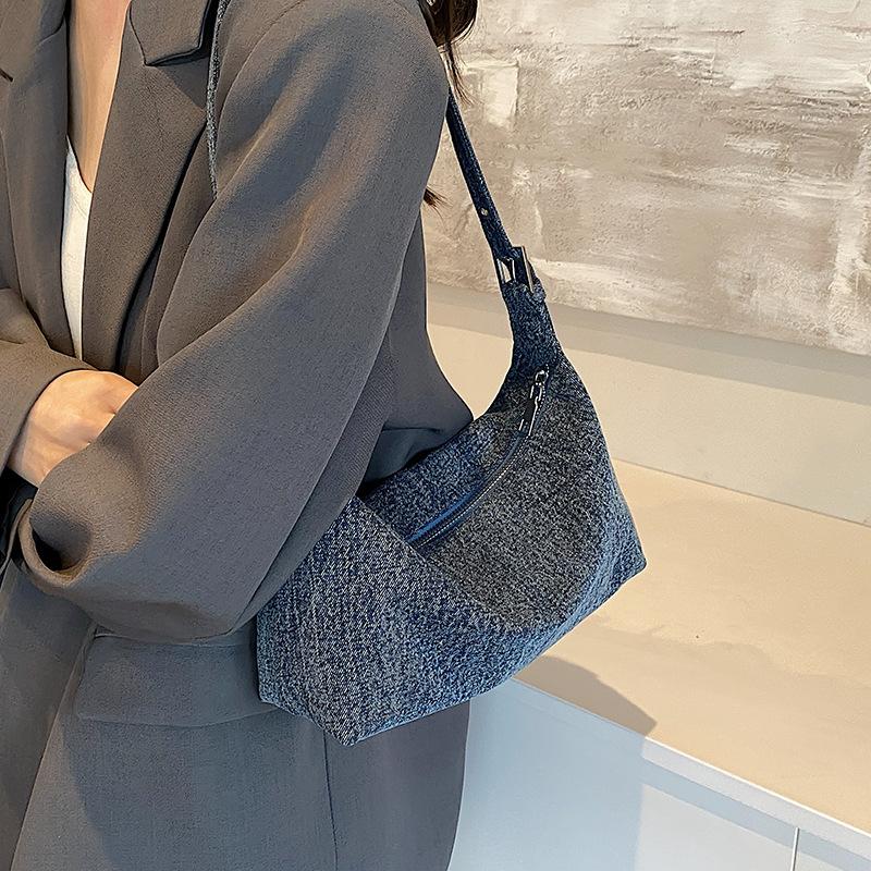 Casual denim dumpling bag women's new fashion versatile underarm bag simple shoulder crossbody bag