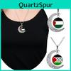 Palestine Women Gaza Flag Alloy Pendant Necklace Hollow Moon Accessory Sweater