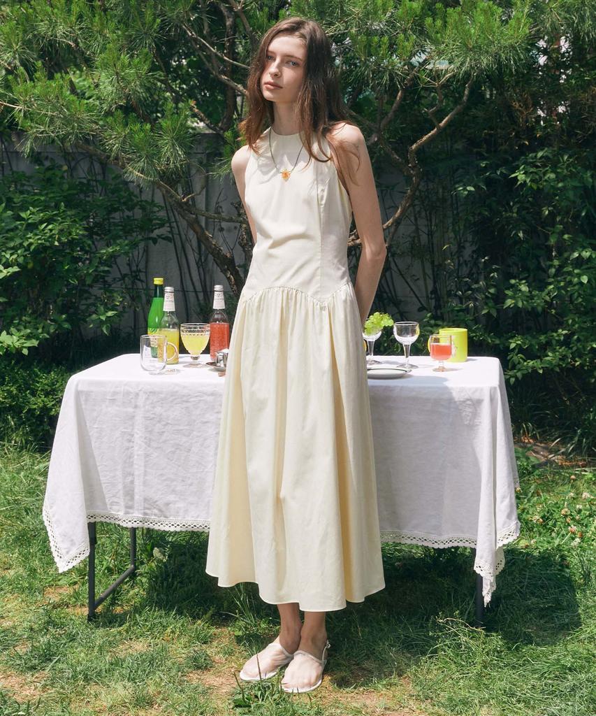 PLAC WOMEN Shirred Sleeveless Long Dress Yellow