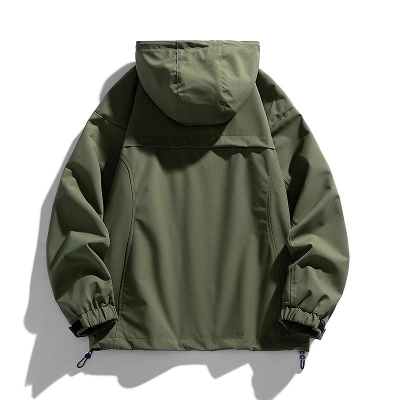 Jackets Hooded Men's Loose Solid Color Large Size Work Clothes Autumn Tops Men's and Women's Waterproof and Windproof Couple's Jackets
