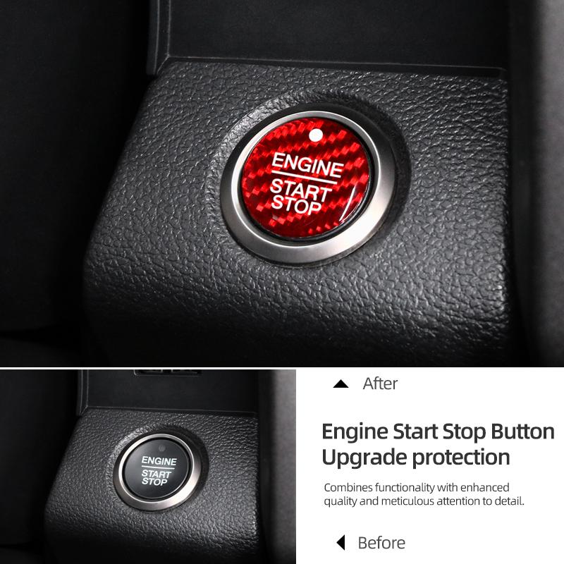 For Ford F150 SVT Raptor 2015-2020 Carbon Fiber Center Console Engine Start Stop Button Trim Sticker Car Interior Accessories