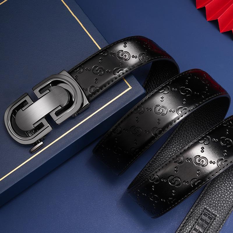 Men'S New Belt Leather Travel Business Belt Simple Casual Versatile Automatic Buckle Belt Premium