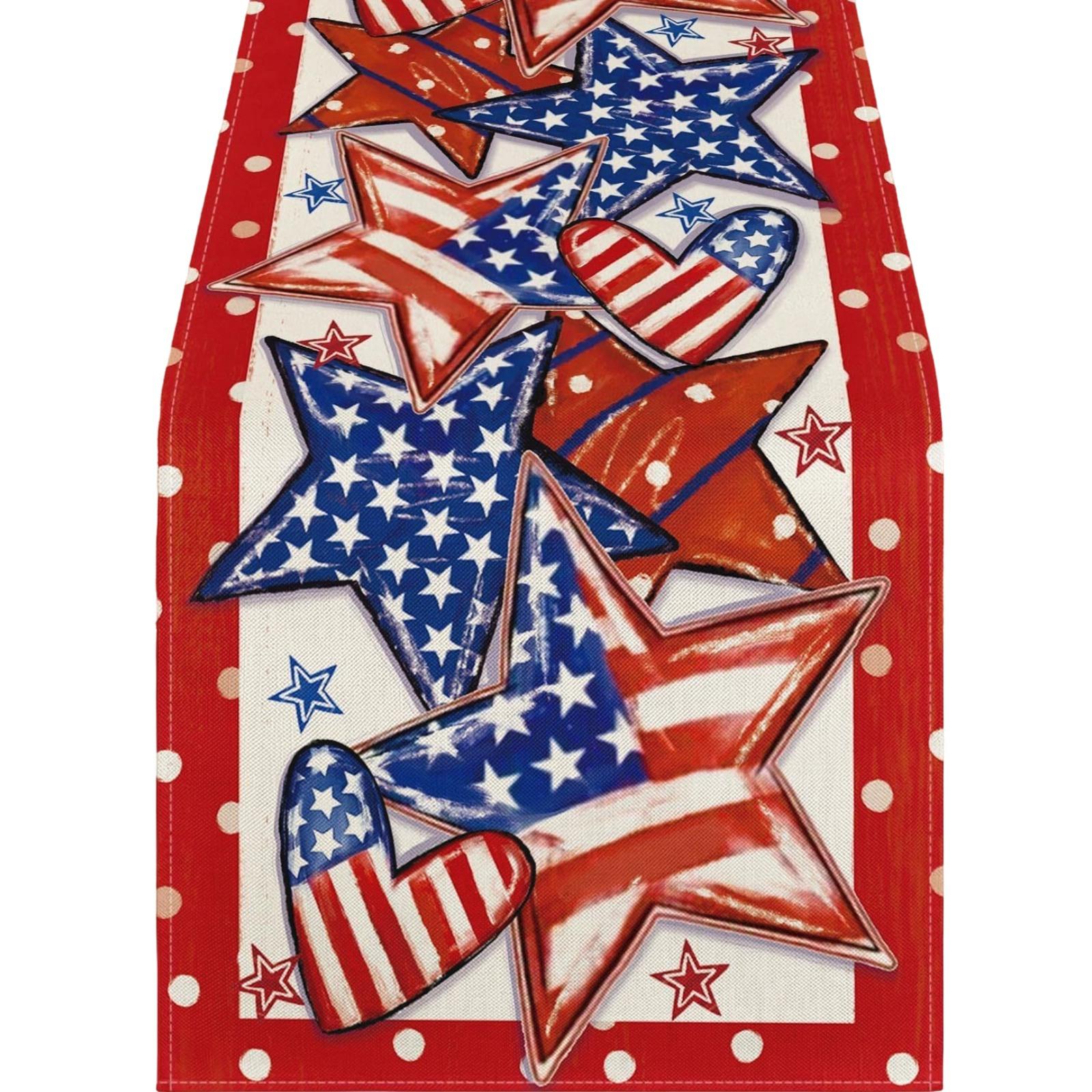

Fireworks Print Table Runner with Star Pattern for Dining Table Home Decor Suitable for Various Occasions and Events One Size