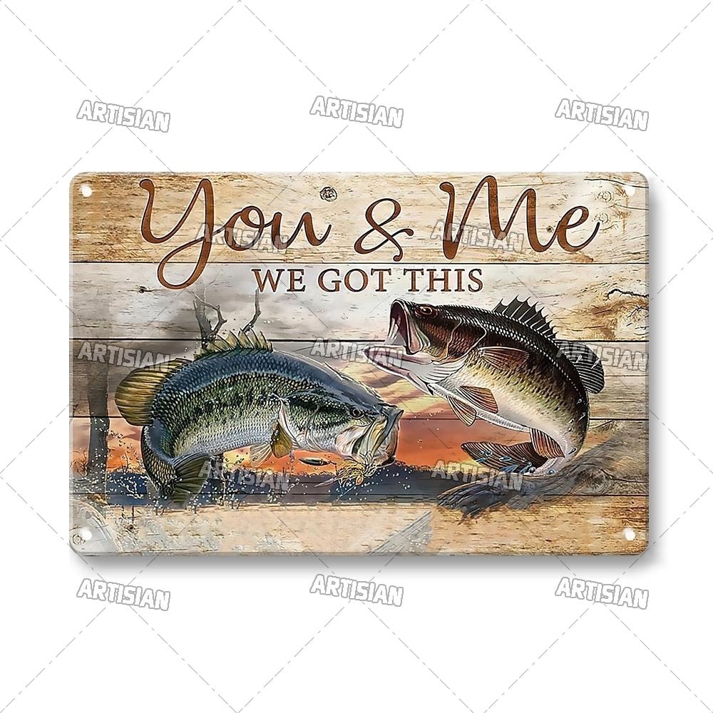 Artisian Fishing Metal Sign Sport Tin Plaque Lure Bait Decorative Poster Wall Decor Garage Bar Pub Club Hotel Cafe Kitchen Home