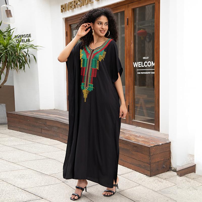 

Женское пляжное платье больших размеров с вышивкой, праздничная рубашка от солнца, накидка на бикини One Size чёрный