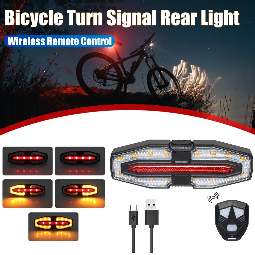 Wiederaufladbare Warn-Fahrradlichter mit Blinkern, Fahrrad-Rücklicht mit kabelloser Fernbedienung für Nachtfahrten