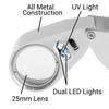 40X Illuminated Jeweler Loupe with LED UV Light Magnifier Optical Glass Metal Body for Jewelry Appraisal and Watch Repair