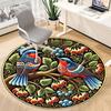 1pc Ornate Birds Carpet, Round Non Slip Durable Large Size Office Carpet, Suitable for Office