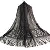 Ethnic Style Tassel Extra Long Jacquard Women Scarf Hollow Lace Cheongsam Shawl Female Accessories