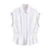 European and American Style, New Women's Clothing, Foreign Style, Fashionable Style, Linen Pleated Top 2580 712
