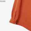 ZANZEA Women Casual Turn Down Collar Loose Long Sleeve Blouse