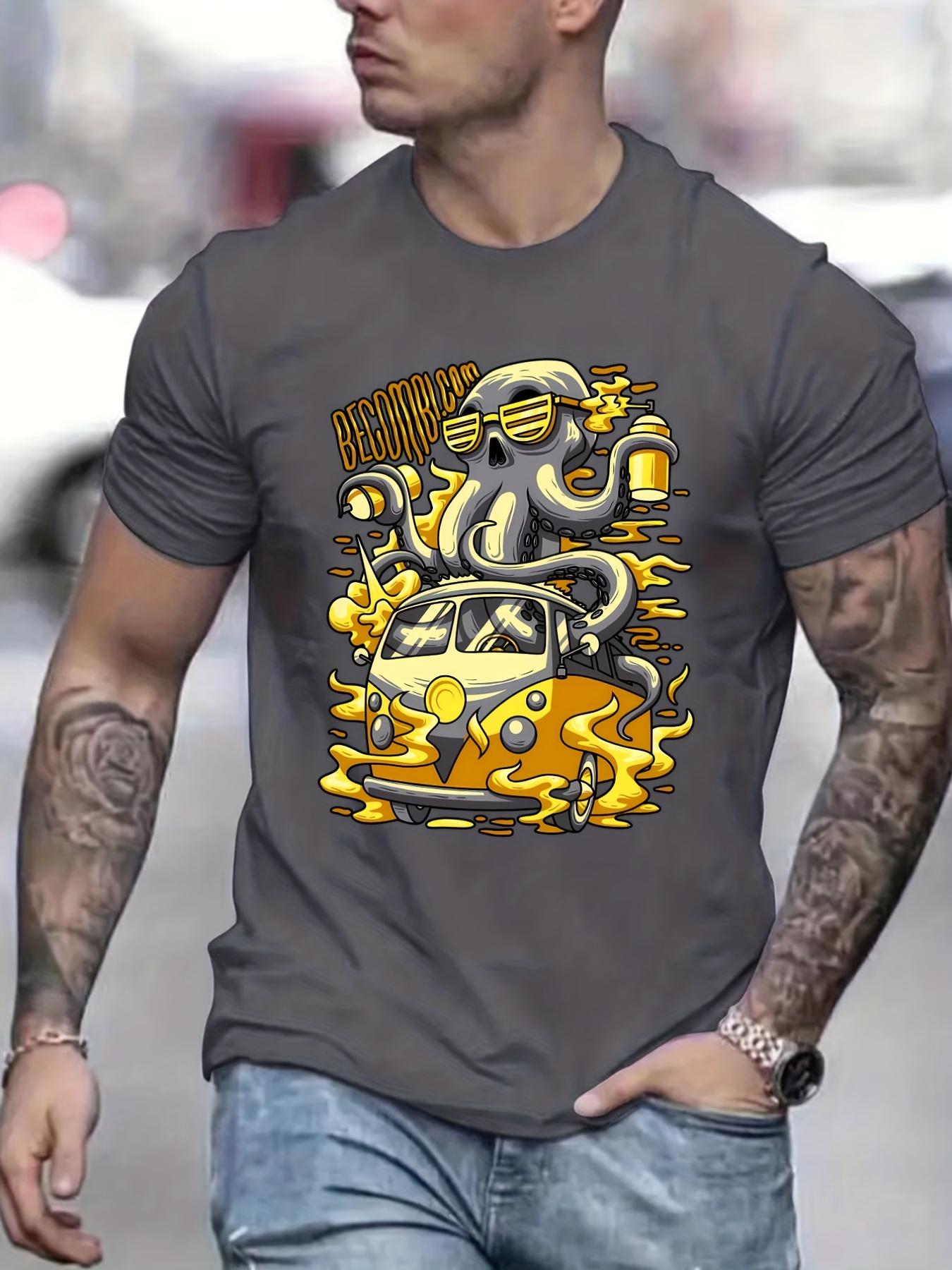 Giant Octopus On The Bus Pattern T-shirt XXL