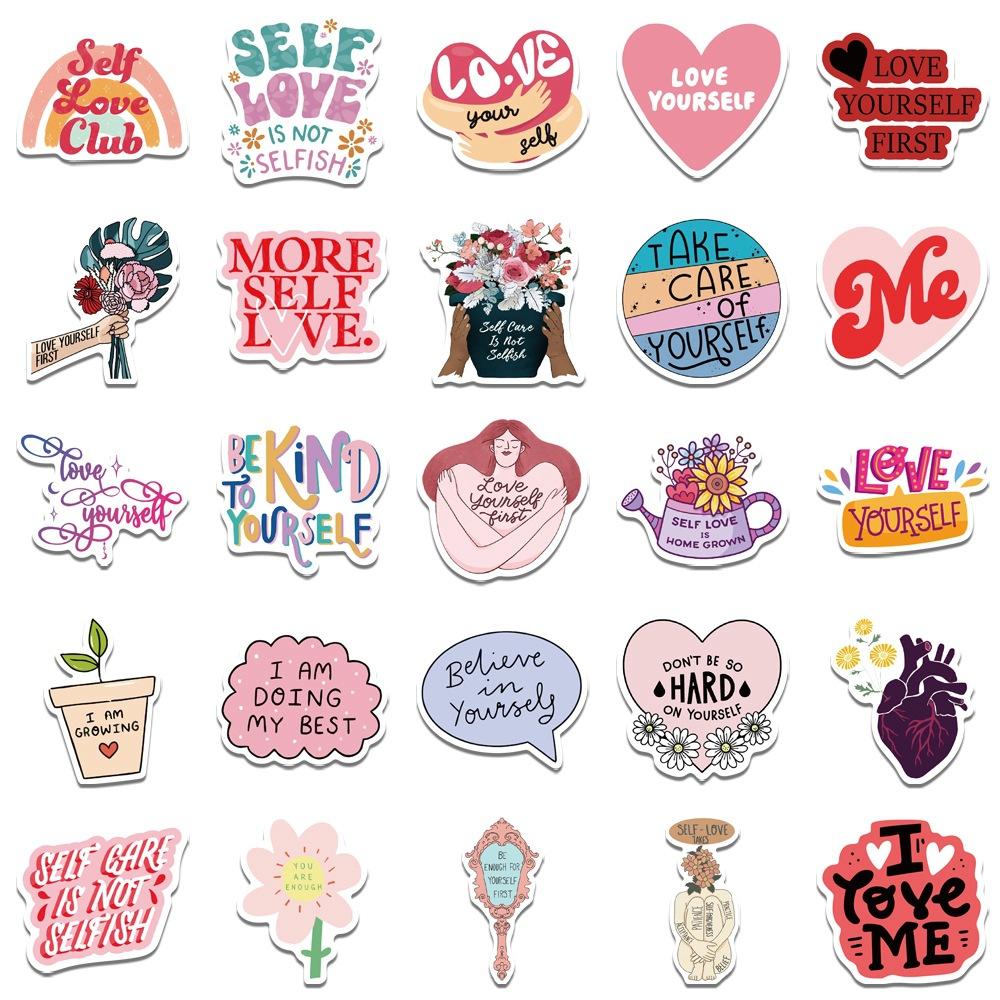 50pcs Self Love Inspirational Words Stickers Graffiti Motivational Quotes for Adults Laptop Phone Bottle Luggage Bottle Decals