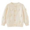 Spring and Autumn Round Neck Handmade Flower Children's Knitted Cardigan Long Sleeve Jacket Girls Baby Sweater