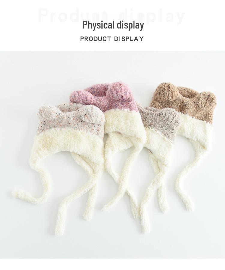 Girls' Knitted Wool Hat with Ear Protection - Warm and Windproof for Autumn and Winter Outings