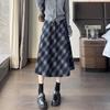 New Autumn/Winter Plus-Size Plaid Wool A-Line Midi Skirt for Women with Slimming Wide Hem