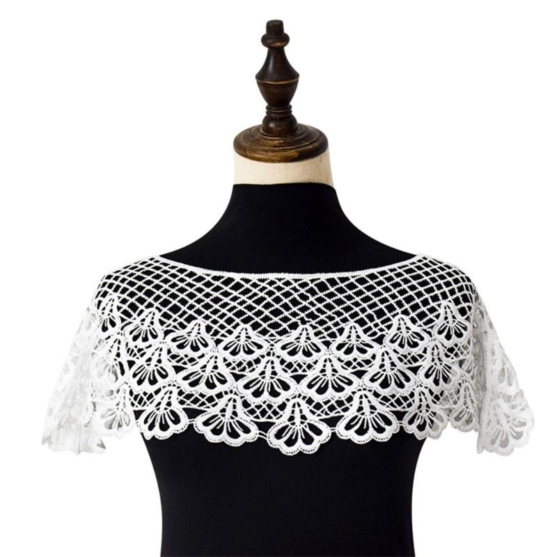 Women's Fashionable Lace Capelet with Embroidery Hollow out False Half Shirt Collar Neck for Special Occasion
