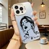 Tuschezeichnung Frau Harte Handyhülle für iPhone 16 15 14 13 12 11 Pro Max Mini Stoßfest Kratzfest Schutzhülle