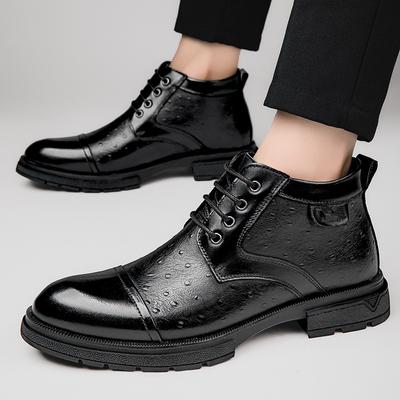 Luxury Brand Men Ankle Boots Genuine Leather Retro Lace Up Dress Boots Winter Platform Snow Boots Classic Business Walking Shoes
