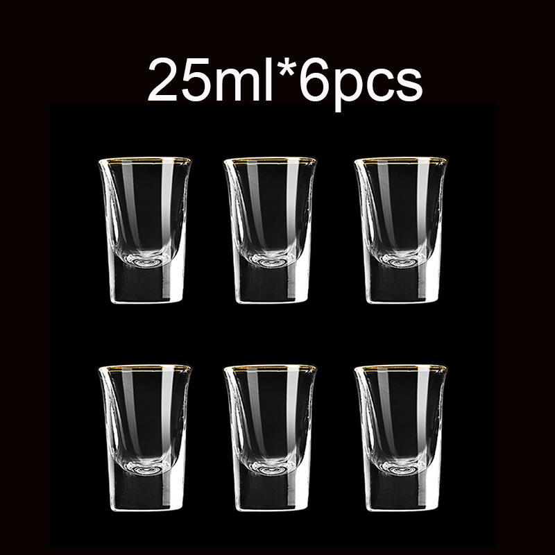 

25ml Gold Foil Color Spirits Cups Household Creative Wine Cup Gilt Edged Cup Wine Dispenser 6pcs SGlass Set Cups 25ml
