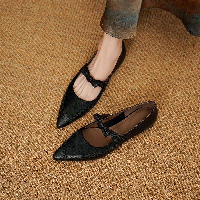 

Fashion 2025 New Spring Women Pumps Horsehair/Genuine Leather Shoes for Women Pointed Toe Wedges Shoes Leopard Mary Janes Women Shoes 39