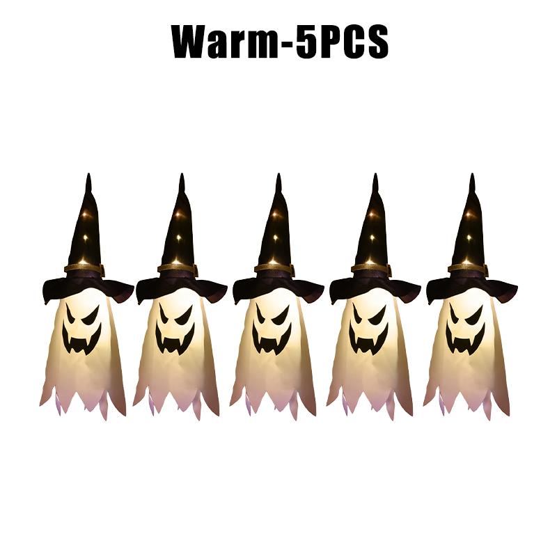 Glow in Dark Halloween Pendant LED Light Up Ghost Wizard Hat Necklace Scary Party Prop Festival Dress Up Accessory