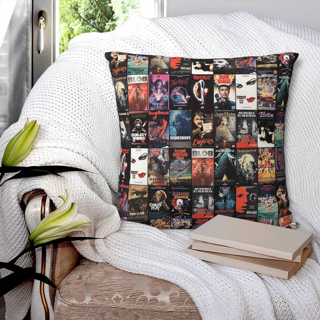 RETRO HORROR VHS ARTWORK Square Pillowcase Pillow Cover Cushion Zip Decorative Comfort Throw Pillow for Home Bedroom