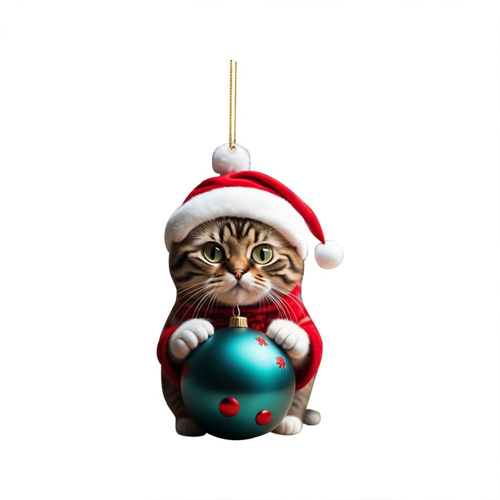 New Christmas Cute Kitten Pendant Christmas Tree Cat Hanging Oranment New Year 2024 Gift Xmas Decoration For Home Decor
