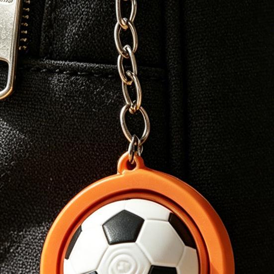 3D Printed Football Keychain, Mini Rotatable Football Fidget Keychain, Compact Stress Relief Sports Ball Key Chain for Keys Backpack Wallet Gift