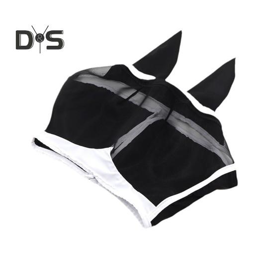 

Сетчатая защита для лица от мух с ушами, защита от ультрафиолета, дышащая защита для лица лошади для защиты глаз от насекомых-вредителей L чёрный