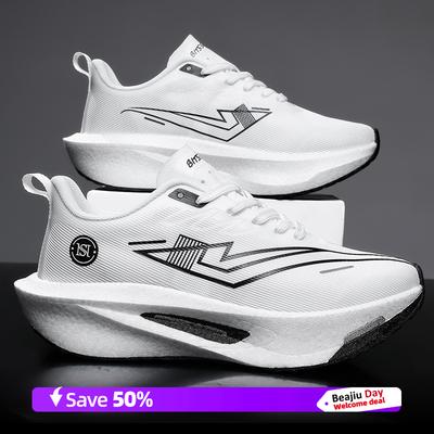 Men Running Shoes Carbon Plate Speciality Marathon Sports Breathable Lightweight Women's Comfortable Nonskid Leisure Sneakers