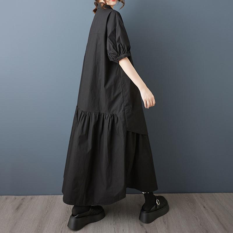 Short Sleeve Plus Size Cotton Vintage New In Dresses for Women Casual Loose Long Summer Dress