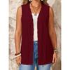 DICFY Women's Vintage Casual Solid Color Print Autumn Winter Sleeveless Jackets & Coats