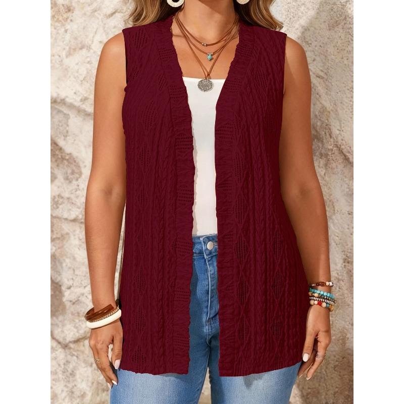 DICFY Women's Vintage Casual Solid Color Print Autumn Winter Sleeveless Jackets & Coats