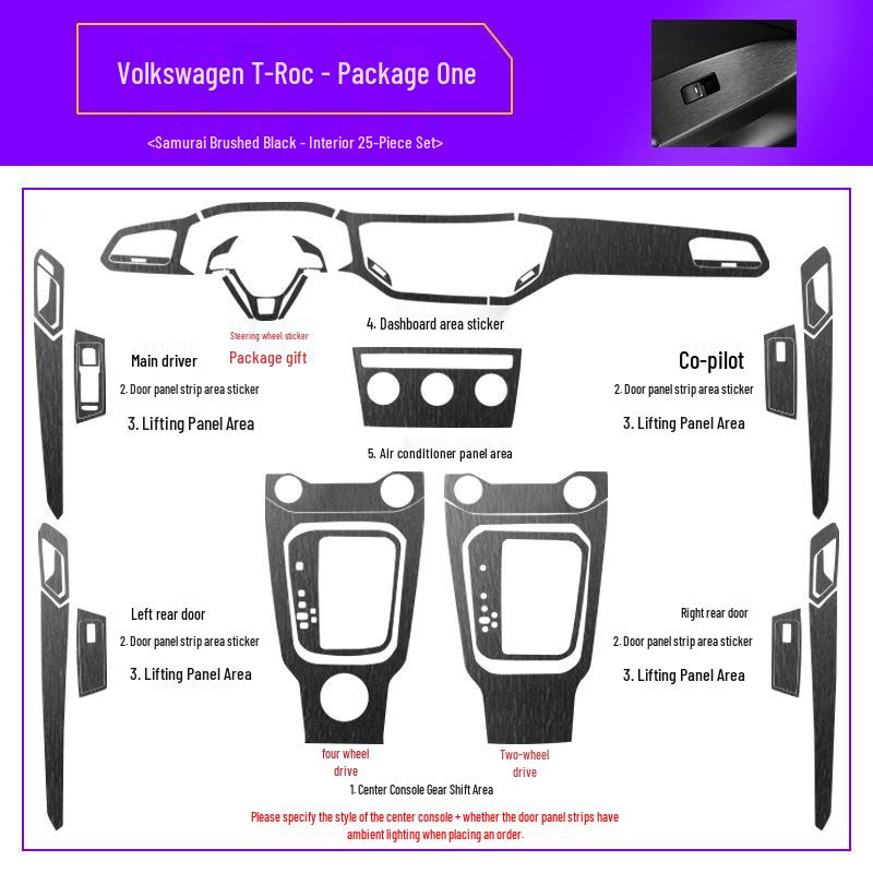18-21 Volkswagen T-Roc Starry Sky Interior Stickers for Console & Gear Lever