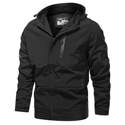 Chaqueta de Herramientas de Primavera para Hombre Chaqueta Casual Cortavientos con Capucha Chaqueta Deportiva de Color Sólido