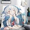 Gawr Gura Print Flanelldecke, Hohe Qualität, Bequem für alle Jahreszeiten, Heimdekoration, Wärme und Komfort, Perfekt für Weihnachtsgeschenke27
