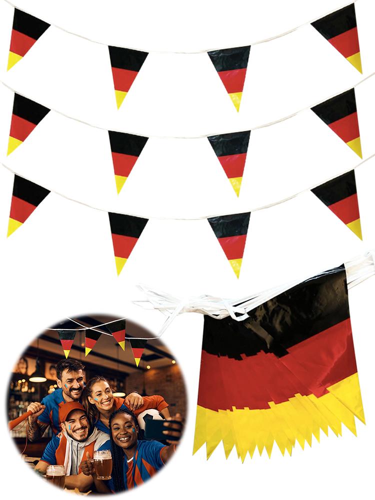 10m Germany Bunting Flags Fade-Resistant Germany String Banner German Triangle Banner for Festival Party Holiday