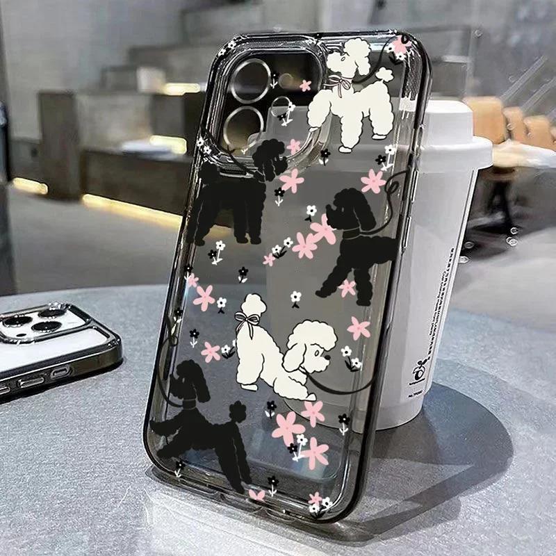 Graffiti Cartoon Dog Cat Phone Case For iPhone 15 Pro Max 14 12 13 11 16 16e Case X XR XS 7 8 Plus SE 3 Transparent Soft Cover