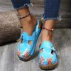 Women Print Flower Slippers Summer Fashion Flat Bottom Sandals Women Candy Color Flower Ethnic Style Slippers