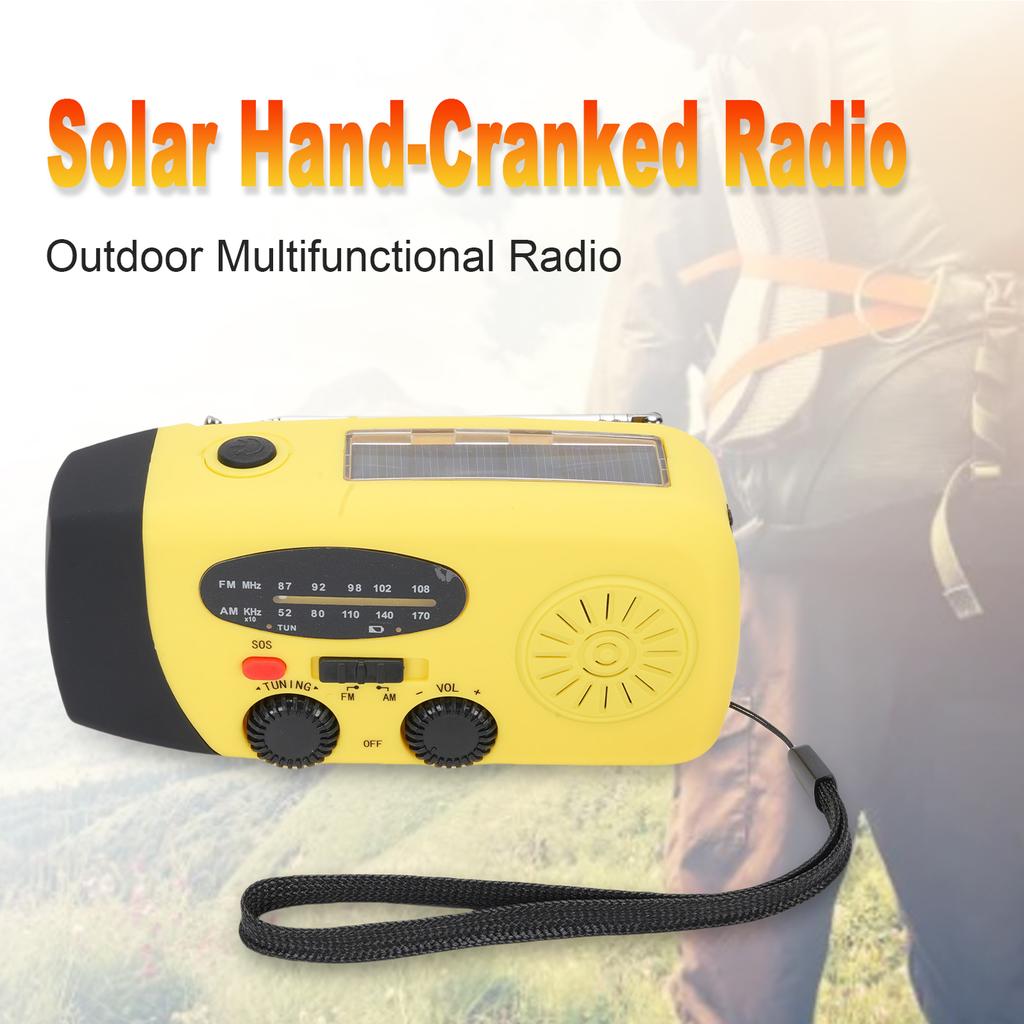 Solar-Notfallradio mit Handkurbel und Typ-C-Aufladung, AM FM Tragbares Radio, 5000mAh Wiederaufladbarer Akku, SOS